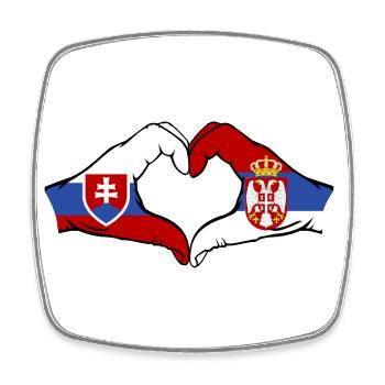 Slovaquie Serbie Drapeau Coeur Forme - Magnet carré - blanc - Devant