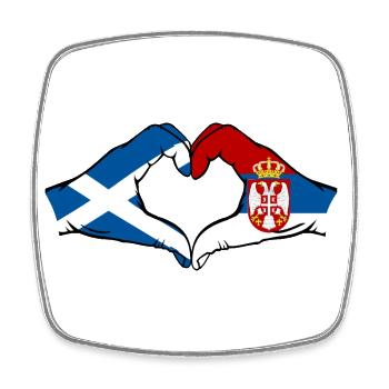 Ecosse Serbie drapeau coeur forme - Magnet carré - blanc - Devant