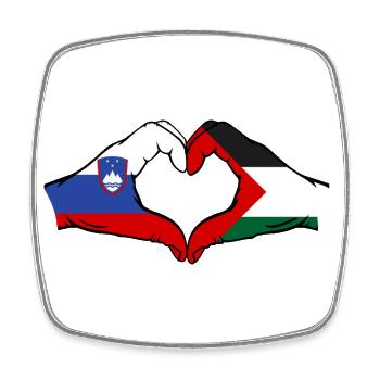 Slovenia Palestine Flag Heart Shape - Square fridge magnet - white - Front