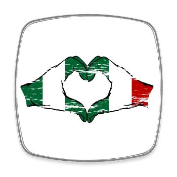 Nigeria Italy flag heart shape used - Square fridge magnet - white - Front