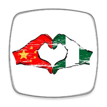 Forme de coeur du drapeau de la Chine et du Nigeria utilisé - Magnet carré - blanc - Devant