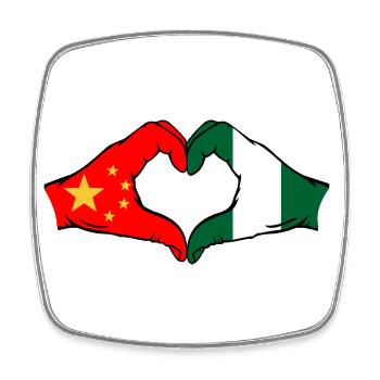 Chine Nigeria drapeau coeur forme - Magnet carré - blanc - Devant