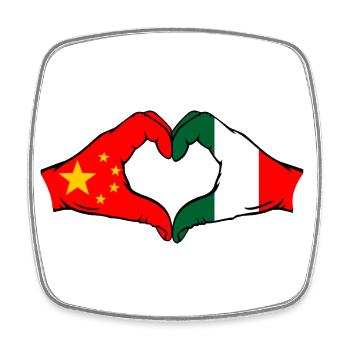 China Italy Flag Heart Shape - Square fridge magnet - white - Front