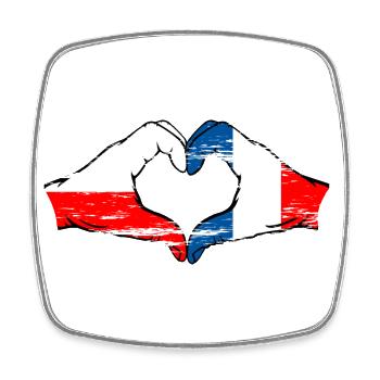 Poland France Flag Heart shape used - Square fridge magnet - white - Front