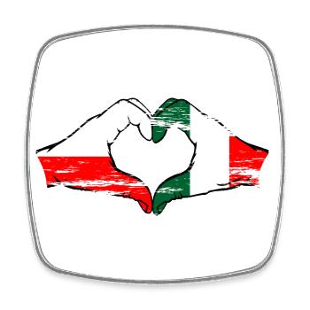 Poland Italy Flag Heart Shape Used - Square fridge magnet - white - Front
