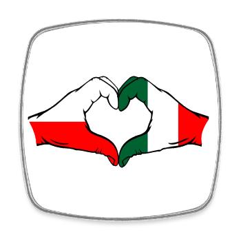 Poland Italy Flag Heart Shape - Square fridge magnet - white - Front