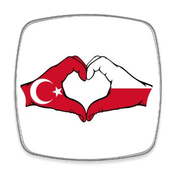 Türkei Polen Flagge Herzform - Viereckiger Kühlschrankmagnet - Weiß - Vorne