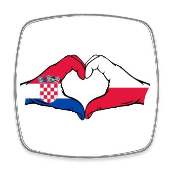Kroatien Polen Flaggen Herzform - Viereckiger Kühlschrankmagnet - Weiß - Vorne