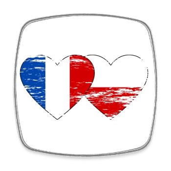 France Pologne Drapeau Coeur utilisé - Magnet carré - blanc - Devant