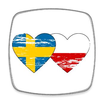 Suède Pologne Drapeau Coeur utilisé - Magnet carré - blanc - Devant
