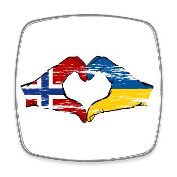 Norwegen Ukraine Flagge Herzform used - Viereckiger Kühlschrankmagnet - Weiß - Vorne