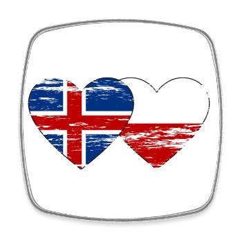 Iceland Poland flag heart used - Square fridge magnet - white - Front