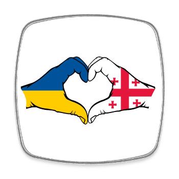 Ukraine Géorgie Drapeau Mains Forme Coeur - Magnet carré - blanc - Devant
