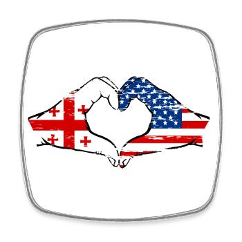 Géorgie États-Unis drapeau mains forme de coeur utilisé - Magnet carré - blanc - Devant