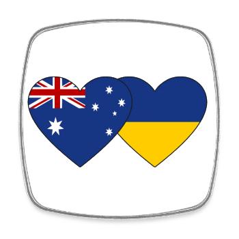 Drapeau de l’Australie et de l’Ukraine - Magnet carré - blanc - Devant