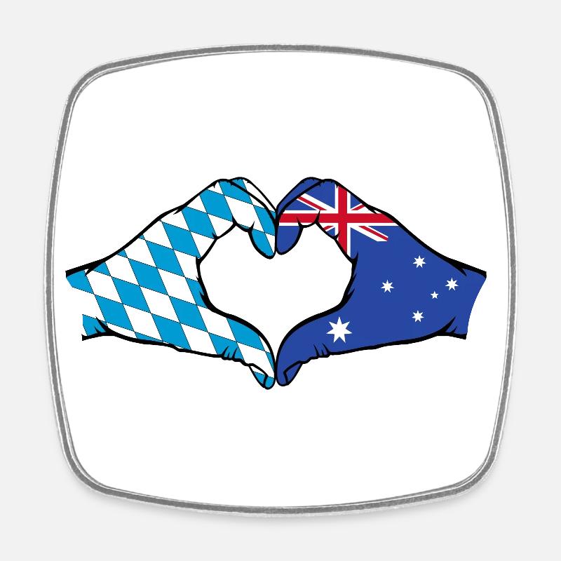Bavière Australie Drapeau Mains Coeur Forme - Magnet carré - blanc