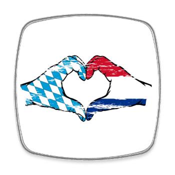 Bayern Holland Flagge Hände Herzform used - Viereckiger Kühlschrankmagnet - Weiß - Vorne