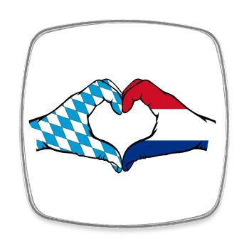 Bayern Holland Flagge Hände Herzform - Viereckiger Kühlschrankmagnet - Weiß - Vorne