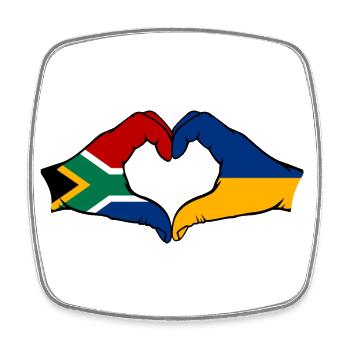Afrique du Sud Ukraine Drapeau Mains Coeur Forme - Magnet carré - blanc - Devant