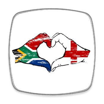 Afrique du Sud Angleterre drapeau mains forme de coeur utilisé - Magnet carré - blanc - Devant