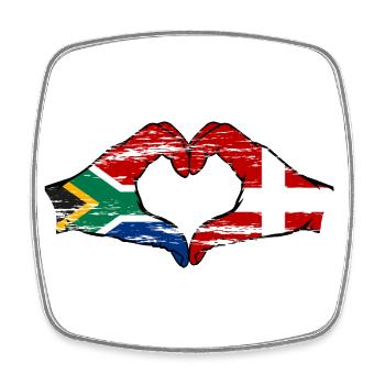 Südafrika Dänemark Flagge Hände Herzform used - Viereckiger Kühlschrankmagnet - Weiß - Vorne