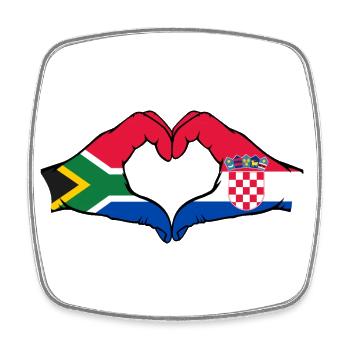 Südafrika Kroatien Flagge Hände Herzform - Viereckiger Kühlschrankmagnet - Weiß - Vorne