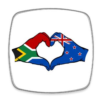 South Africa New Zealand Flag Hands Heart Shape - Square fridge magnet - white - Front