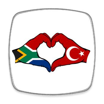 Afrique du Sud Turquie Drapeau Mains Coeur Forme - Magnet carré - blanc - Devant