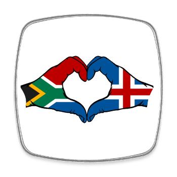 Afrique du Sud Islande Drapeau Mains Coeur Forme - Magnet carré - blanc - Devant
