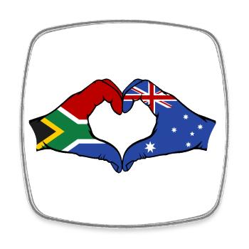 Südafrika Australien Flagge Hände Herzform - Viereckiger Kühlschrankmagnet - Weiß - Vorne