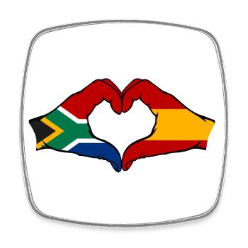 South Africa Spain Flag Hands Heart Shape - Square fridge magnet - white - Front