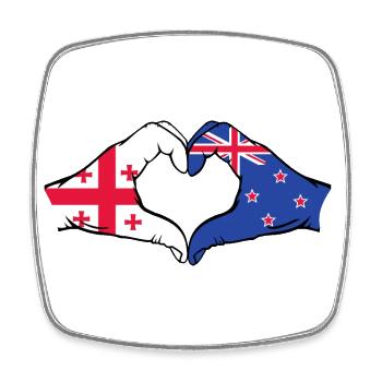 Géorgie Nouvelle-Zélande drapeau mains forme coeur - Magnet carré - blanc - Devant