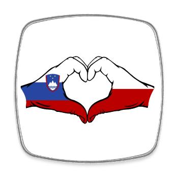 Slovénie Pologne Drapeau Mains Coeur - Magnet carré - blanc - Devant