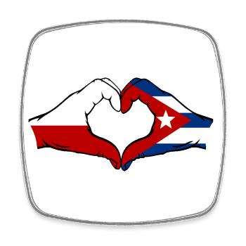 Poland Cuba Flag Hands Heart Shape - Square fridge magnet - white - Front