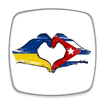 Ukraine Kuba Flagge Hände Herzform used - Viereckiger Kühlschrankmagnet - Weiß - Vorne