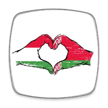 Ungarn Belarus Flagge Hände Herzform used - Viereckiger Kühlschrankmagnet - Weiß - Vorne