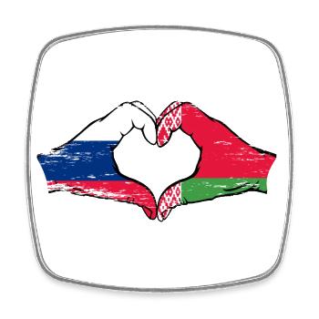 Russland Belarus Flagge Hände Herzform used - Viereckiger Kühlschrankmagnet - Weiß - Vorne