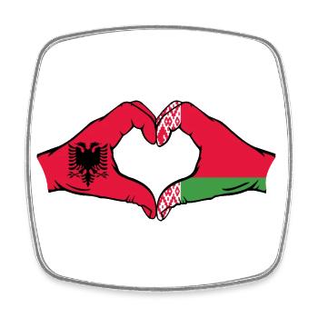 Albanien Belarus Flagge Hände Herzform - Viereckiger Kühlschrankmagnet - Weiß - Vorne