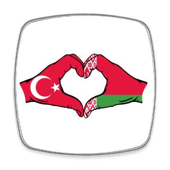Türkei Belarus Flagge Hände Herzform - Viereckiger Kühlschrankmagnet - Weiß - Vorne