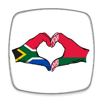 Afrique du Sud Biélorussie drapeau mains forme coeur - Magnet carré - blanc - Devant