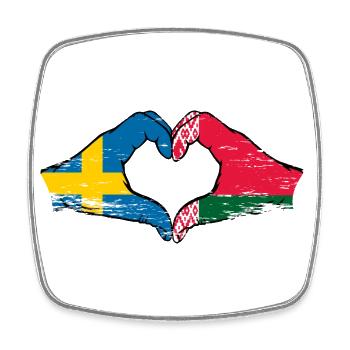 Schweden Belarus Flagge Hände Herzform used - Viereckiger Kühlschrankmagnet - Weiß - Vorne