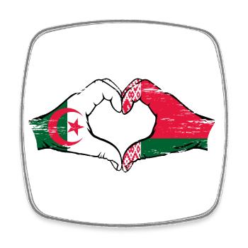 Algerien Belarus Flagge Hände Herzform used - Viereckiger Kühlschrankmagnet - Weiß - Vorne
