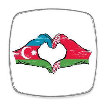 Azerbaïdjan Biélorussie drapeau mains forme de coeur utilisé - Magnet carré - blanc - Devant