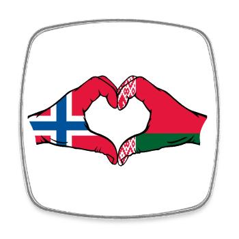 Norwegen Belarus Flagge Hände Herzform - Viereckiger Kühlschrankmagnet - Weiß - Vorne