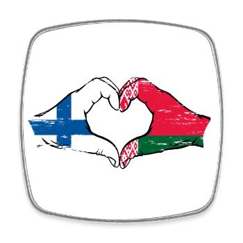 Finland Belarus Flag Hands Heart Shape Used - Square fridge magnet - white - Front