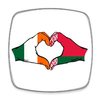 Ireland Belarus Flag Hands Heart Shape - Square fridge magnet - white - Front