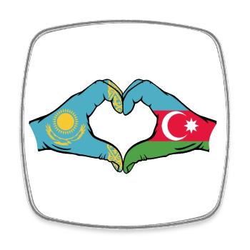 Kazakhstan Azerbaïdjan Drapeau Mains Coeur Forme - Magnet carré - blanc - Devant