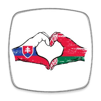 Slowakei Belarus Flagge Hände Herzform used - Viereckiger Kühlschrankmagnet - Weiß - Vorne