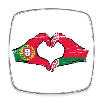 Portugal Biélorussie drapeau mains forme coeur utilisé - Magnet carré - blanc - Devant
