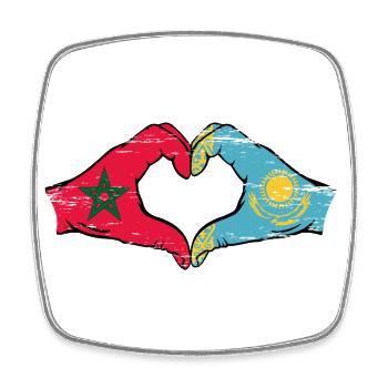 Maroc Kazakhstan Drapeau Mains Coeur Forme Utilisé - Magnet carré - blanc - Devant